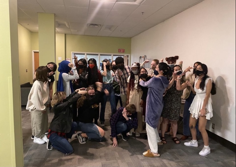 Honors residents and RAs at their murder mystery dinner night, November 2021.